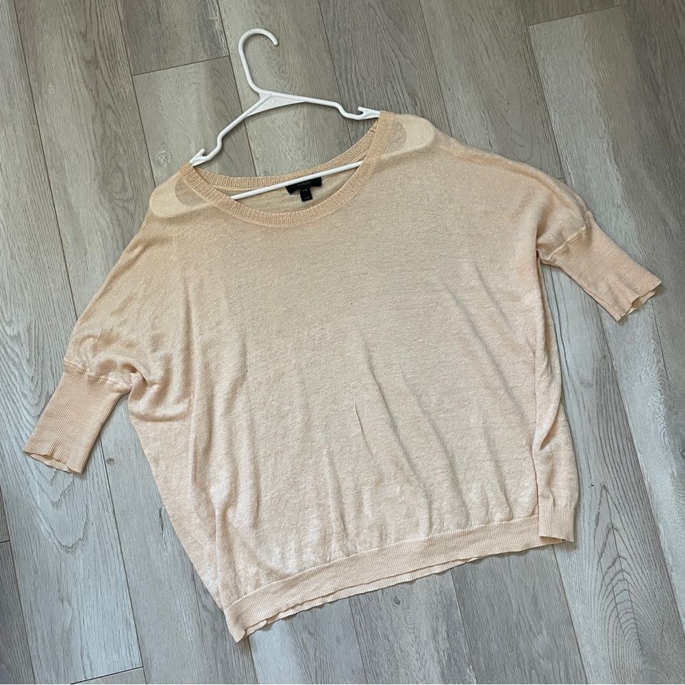 J.Crew Linen Sweater drop shoulder 3/4 sleeve womens Peach (xxsmall) oversized